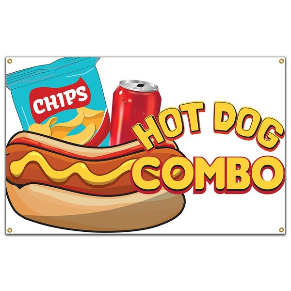 Signmission Hot Dog Combo Banner Concession Stand Food Truck Single Sided B-Hot Dog Combo19 - main